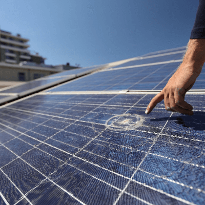 Pointing out solar panel damage due to hail impact